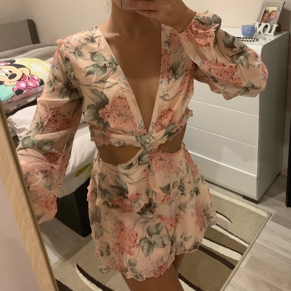 NEW Floral Boho Romper Crop Top Shorts Set Dress - Picture 5 of 8